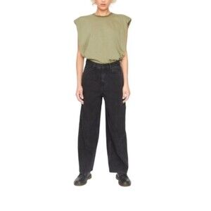NEW Free People x Sandrine Rose Sz 25  Black‎ Wide Curve Leg Jeans